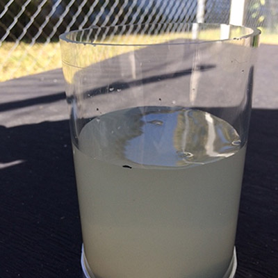 Pouring the effluent sample into the OMA tube